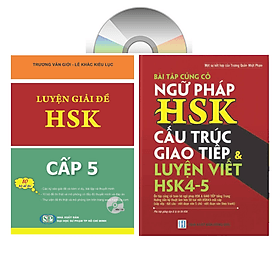 Combo 2 sách Luyện giải đề thi HSK cấp 5 có mp3 nghe + Bài Tập Củng Cố Ngữ Pháp HSK – Cấu Trúc Giao Tiếp & Luyện Viết HSK 4-5 Kèm Đáp Án + DVD tài liệu - An Thi