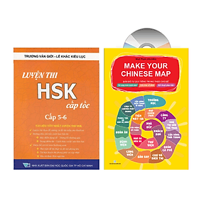 Combo: Luyện thi HSK cấp tốc tập 3 (tương đương HSK 5+6 kèm CD) +Make your Chinese map bản đồ tư duy từ vựng Tiếng Trung theo chủ đề + DVD tài liệu - Linh Linh