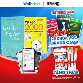 Combo Tự học ngữ pháp tiếng Anh cơ bản và Tự học 2000 từ vựng tiếng Anh theo chủ đề - Khổ nhỏ cầm tay - An