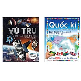 Combo: ( Trọn Bộ 2 Cuốn) Bộ Sách Quốc Kì Các Nước Trên Thế Giới + Vũ Trụ : Sách Dán Hình Thông Minh Kèm Bản Đồ Thế Giới - Với Hơn 400 Lá Cờ Bóc Dán - Minh Quốc