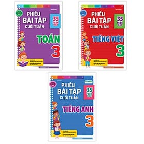 Combo Phiếu Bài Tập Cuối Tuần Toán, Tiếng Việt, Tiếng Anh Lớp 3 (Global) - Việt An