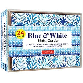 Blue & White Note Cards, 24 Blank Cards: 8 Unique Designs With 25 Patterned Envelopes - Dermot Berkery