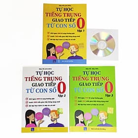 Combo 3 sách: Tự học tiếng Trung giao tiếp từ con số 0 Tập 1 + Tập 2 + Tập 3 + DVD Audio tài liệu - G