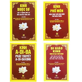 Bộ 4 Cuốn Kinh Tụng Âm Nghĩa : Kinh Dược Sư + Kinh Phổ Môn + Di Giáo Kinh + Kinh A Di Đà - Đoàn Trung Còn