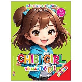 Dán Hình Và Tô Màu IQ-EQ-CQ - Chibi Girl - Tô Màu Bé Gái - Việt Thư