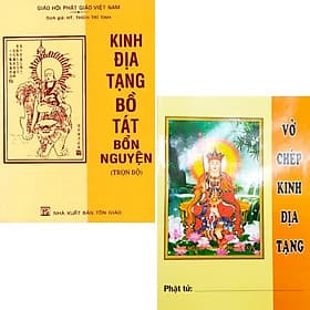 Kinh Địa Tạng Bồ Tát Bổn Nguyện (Bìa Mềm) + Vở Chép Tay Kinh Địa Tạng ( Bộ 2 Quyển ) - Văn