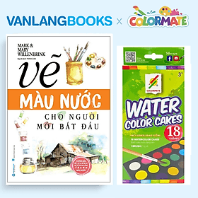 Sách Vẽ Màu Nước Cho Người Mới Bắt Đầu + Bánh Màu Nước Dạng Nén 18 Màu - Vanlangbooks x Colormate