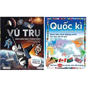 Combo bộ sách DÁN HÌNH THÔNG MINH "Vũ trụ" và "Quốc kỳ các nước trên thế giới - Trụ Vũ