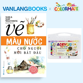 Sách Vẽ Màu Nước Cho Người Mới Bắt Đầu + Hộp 48 Bút Lông Màu Acrylic Marker - Vanlangbooks x Colormate