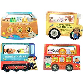 Combo: Bộ Sách Tương Tác: Let's Go- Chúng mình cùng lên đường nào ( 4 Cuốn) - Đi tàu hỏa + Bến Xe Buýt + Nông Trại Vui Vẻ + Đi Tàu Thủy - Vũ