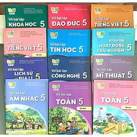 Bộ Vở bài tập Lớp 5- Kết Nối Tri Thức Với Cuộc Sống (12 quyển- Kèm bìa nilong bao sách, nhãn tên)