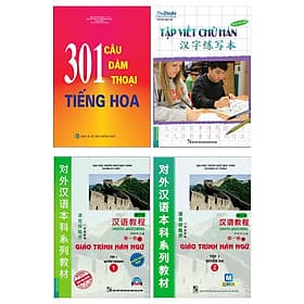 Combo Sách Học Tiếng Trung Dành Cho Người Việt: 301 Câu Đàm Thoại Tiếng Hoa + Giáo Trình Hán Ngữ (1 + 2) + Tập Viết Chữ Hán (Trọn Bộ 4 Cuốn Cẩm Nang Học Tiếng Trung Siêu Tốc / Tặng Kèm Bookmark Happy Life) - Việt Hà