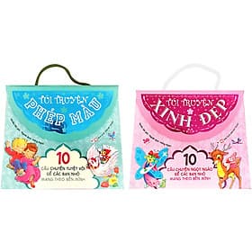 Combo 2 Bộ Túi: 10 Câu Chuyện Tuyệt Vời Để Các Bạn Nhỏ Mang Theo Bên Mình [Túi Truyện Phép Màu (Túi Màu Xanh ) + Túi Truyện Xinh Đẹp (Túi Màu Hồng)] - Chuyện