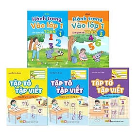 Sách Combo 5 cuốn: Tập tô tập viết và làm quen với toán (Hành trang vào lớp 1) - Lâm Hà
