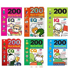 Bộ bóc dán hấp dẫn dành cho bé từ 2-6 tuổi: Combo 6 Tập 200 Miếng Bóc Dán Thông Minh Giúp Bé Phát Triển Các Chỉ Số Iq,Eq,Cq - Minh Minh
