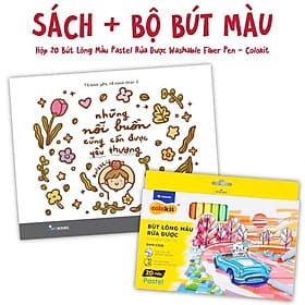 Combo Sách Những Nỗi Buồn Cũng Cần Được Yêu Thương - Tô Bình Yên Vẽ Hạnh Phúc 2 + Hộp 20 Bút Lông Màu Pastel Rửa Được Washable Fiber Pen - Colokit SWM-C008