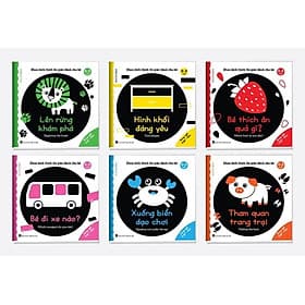 Combo 6 cuốn sách Ehon Song Ngữ Kích Thích Thị Giác Cho Bé 0-3 tuổi Black and White books - 