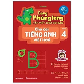 Sách Cùng Khủng Long Tập Viết Chữ Cơ Bản - Chữ Cái Tiếng Anh Viết Hoa - Quyển 4 - Sticker Bé Gái - Long