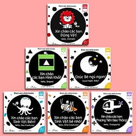 Combo 6 cuốn sách Ehon Song Ngữ Kích Thích Thị Giác Cho Bé 0-3 tuổi Black and White books - Nam Việt