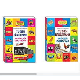 Combo 2c Từ điển bằng tranh - Phương tiện giao thông &amp; Từ điển bằng tranh - Thế giới động vật - Minh Thông
