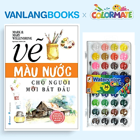 Sách Vẽ Màu Nước Cho Người Mới Bắt Đầu + Hộp 36 Bánh Màu Nước Watercolor Cakes - Vanlangbooks x Colormate