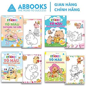 Sách Tô Màu - Sticker Capybara Thư giãn, Chuyên Gia Ẩm Thực, Chăm Học, Yêu Âm Nhạc - Bộ 4 Quyển - Bộ Văn Hóa
