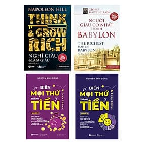 Sách Combo 4 Cuốn : Nghĩ Giàu Làm Giàu - Người Giàu Có Nhất Thành Babylon - Biến Mọi Thứ Thành Tiền Quyển 1+2 - SBOOKS - Sbook
