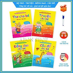 Trọn bộ gồm 4 quyển Đồng dao - Thơ - Truyện - Câu đố cho bé - Tủ sách tiềm thức kèm File đọc quét mã QR ngay trên từng quyển - Tặng 1 bút viết xóa - Việt Hà