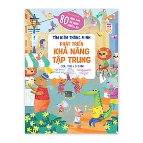 Sách cho bé - Tìm Kiếm Thông Minh - Phát Triển Khả Năng Tập Trung LOOK, FIND & STICKER - 4 chủ đề - Sách song ngữ - Dành cho trẻ 3-6 tuổi - Song Phát
