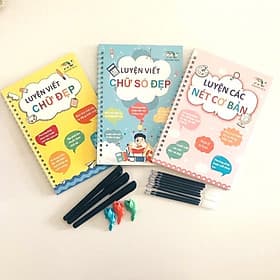 Bộ 3 Vở Luyện Viết Chữ Đẹp Tặng Kèm Bút Tự Xoá - Hành Trang Cho Bé Vào Lớp 1 - Thanh Nga - HAN