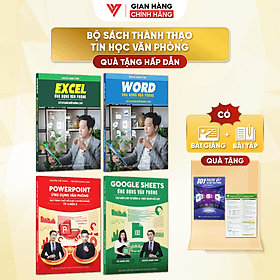 Combo 4 Sách Excel - Word - PowerPoint - Google Sheets Ứng Dụng Văn Phòng Kèm Khoá Học Video ĐÀO TẠO TIN HỌC - Văn