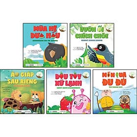 Combo 5 Cuốn Dạy Con Gieo Mầm, Cùng Con Hái Quả: Áo Giáp Sầu Riêng + Dâu Tây Xứ Lạnh + Mùa Hè Dưa Hấu + Món Quà Đu Đủ + Vườn Ổi Chích Chòe - 