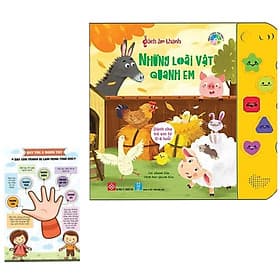 Sách Lật Mở Tương Tác - SÁCH ÂM THANH: Âm Thanh Các Loài Vật Quanh Em + Poster An Toàn Cho Bé (Sách kích thích não bộ của trẻ) - An Thi