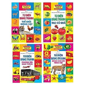 Combo Từ điển bằng tranh Thế giới động vật + Rau củ quả + Phương tiện giao thông + Bảng chữ cái tiếng Việt - Phương Trà