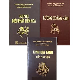 Combo 3 Quyển Sách Kinh Diệu Pháp Liên Hoa + Lương Hoàng Sám + Địa Tạng Bổn Nguyện - Bìa Da - 