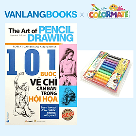 Sách 101 Bước Vẽ Chì Căn Bản Trong Hội Họa + Bộ 12 Bút Lông Fine Tip Marker - Vanlangbooks x Colormate - Long