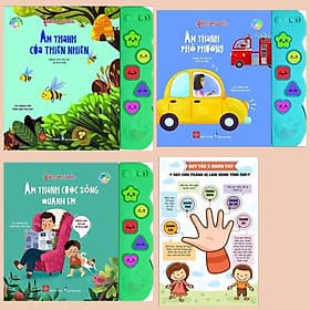 Combo Sách Lật Mở Tương Tác - SÁCH ÂM THANH: Âm Thanh Của Thiên Nhiên + Âm Thanh Phố Phường + Âm Thanh Cuộc Sống Quanh Em + Poster An Toàn Cho Bé (Sách kích thích não bộ của trẻ) - 