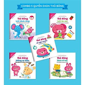 Bộ Ehon kĩ năng sống Thỏ Bông (song ngữ Việt Anh) 5 quyển -(Quét mã QR file nghe) - Việt An