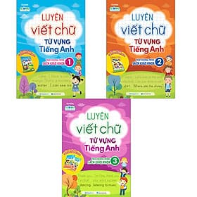 Combo Luyện viết chữ từ vựng Tiếng Anh theo chương trình sách giáo khoa 1,2,3 (3 Cuốn) - Runkids