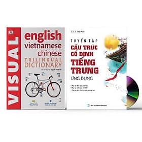 Combo 2 sách Từ điển hình ảnh Tam Ngữ Trung Anh Việt – Visual English Vietnamese Chinese Trilingual Dictionary +Tuyển tập cấu trúc cố định tiếng Trung ứng dụng +DVD tài liệu - Việt Anh
