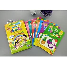 Combo 8 cuốn Bé tô màu nhiều chủ đề song ngữ Việt Anh cho trẻ từ 3-4 tuổi - Việt Anh