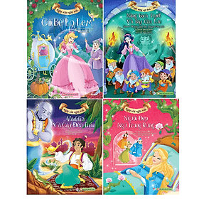 Combo 4Q Sách Song Ngữ Anh - Việt Ngày Xửa Ngày Xưa: Aladdin Và Cây Đèn Thần + Người Đẹp Ngủ Trong Rừng + Nàng Bạch Tuyết Và Bảy Chú Lùn + Cô Bé Lọ Lem (Tủ Sách Vàng Cho Con Yêu Vừa Học Vừa Chơi) - Aladdin