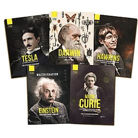 Combo Bộ Sách Những Trí Tuệ Vĩ Đại Các Thiên Tài: Einstein + Darwin + Tesla + Marie Curie + Hawking ( Bộ 5 Cuốn) - Trí