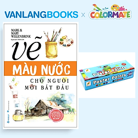 Sách Vẽ Màu Nước Cho Người Mới Bắt Đầu + Hộp 12 Màu Vẽ Poster Paint 20ml - Vanlangbooks x Colormate