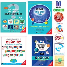 Combo Ehon Nhật Bản Cuốn Sách Tranh Đầu Tiên Về Những Điều Kỳ Lạ+Cuốn Sách Tranh Đầu Tiên Về Quốc Kỳ +Cuốn Sách Tranh Đầu Tiên Về Bầu Trời Sao Và Cuốn Sách Tranh Về Du Hành Vũ Trụ( tặng kèm sổ tay) - Vũ