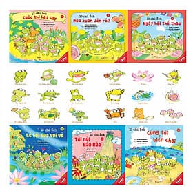 Sách Ehon - Combo 10 chú Ếch phần 2 gồm 6 cuốn từ tập 7 đến tập 12: Cuộc thi hát hay, Mùa xuân đến rồi, Ngày hội thể thao, Lễ hội sao vui vẻ, Tới núi Rào Rào, Cùng tới biển chơi - Vũ