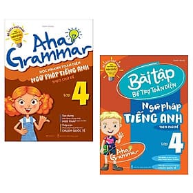 Combo Aha Grammar: Học Nhanh Toàn Diện Ngữ Pháp + Bài Tập Bổ Trợ Toàn Diện Ngữ Pháp Tiếng Anh Lớp 4 Theo Chủ Đề (Bộ Sách Ngữ Pháp Bán Chạy Nhất Tại Hàn Quốc Cho Học Sinh Tiểu Học/ Tặng Kèm Bookmark Happy Life) - Theo Theobald