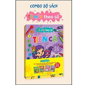 Tô màu theo số - Combo 4 cuốn: Muông thú, Khủng long, Tiên cá, Kỳ lân