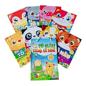 Combo Túi 8 quyển sách Tô Màu Tập làm Hoạ Sĩ nhí dành cho bé (Song ngữ Việt Anh) - An