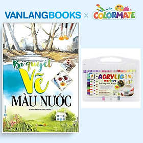 Sách Bí Quyết Vẽ Màu Nước + Hộp 48 Bút Lông Màu Acrylic Marker - Vanlangbooks x Colormate